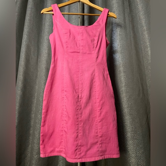 H&M Pink Dress - Barbiecore - Hand dyed - Cotton Summer Dress - Bodycon - Picture 2 of 6